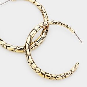 Black and Gold Metal Hoop Earrings